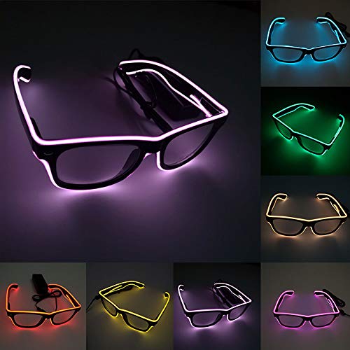 SMALLE ◕‿◕ Light Glasses Party, Led Light Up Glasses Glowing El Wire Glasses for Halloween Disco Bar Party Mask Decor