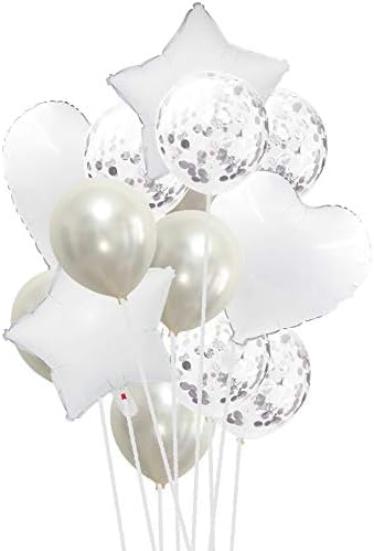 Morrenz - 14pcs Creative Multi Confetti Air Balloons Happy Birthday Party Helium Balloon Decorations Wedding Festival Balon Party [ White ]