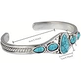 Handcrafted Silver-Tone Alloy Turquoise Bracelet - Elegant French Light Luxury, Adjustable Synthetic Stone Bangle for Women, Ideal Gift for Parties, Holidays, and Everyday Wear