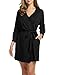 HOTOUCH Women's Cotton Robe Kimono Collar Blend Knit Bathrobe Lightweight Short Sleepwear S-XXL