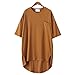 SAYM Women Oversize Pocket Open Fork Hem Long T-Shirt Tops Brown