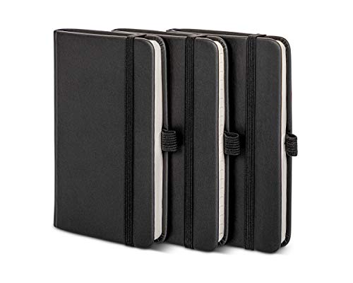 Pocket Notebook (3-Pack) Lined 120gsm, Small 3.5" x 5.5" Mini Note Pad, Black Tiny Hardcover Notebook with Pen Holder, Field Journal Notes, Memo Pad, Pockets, Thick Ruled/Lined Paper - Thumbnail 7