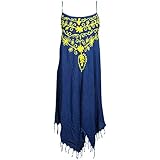 Elina Women Boho Sleeveless Tank Dress Tassel Hem Uneven Rayon Summer Beautiful Stylish Vacationwear Sundress S/M
