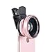 Cozy Blue Selfie Phone Lens 2 in 1 Clip-on Lens Kit 0.6X Super Wide Angle & 15X Macro Phone Camera Lens for iPhone X 8/7/6/5,iPad Android Smartphone Mobile Phone(Pink)