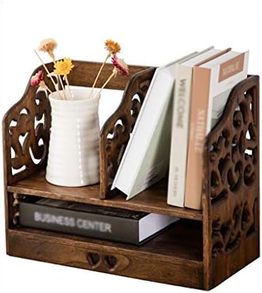 国内即発送 本棚 クリエイティブレトロな木製本棚 デスクトップオフィス多機能本棚装飾マルチレイヤストレージシェルフ ブックスタンド ナチュラルウッドカラー