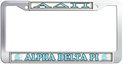 Dasokao Alpha Delta Pi Auto License Plate Frame - Fraternity Sorority Logo Personalized Car License Plate Frame, Stainless Steel Popular License Frame With Screw Set