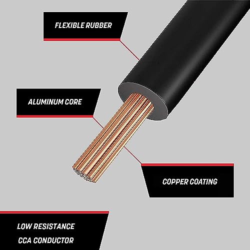 GS Power 12 Gauge Wire - 100 Foot Copper Clad Aluminum Cable Roll, Red & Black Bonded Wiring for Outdoor Speaker, Automotive Radio or Home Theater