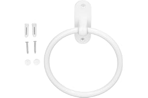 Towel Ring 5.11in Aluminium Alloy White Round Hand Towel Holder Wall Mounted Bathroom Towel Rack for Home Hotel