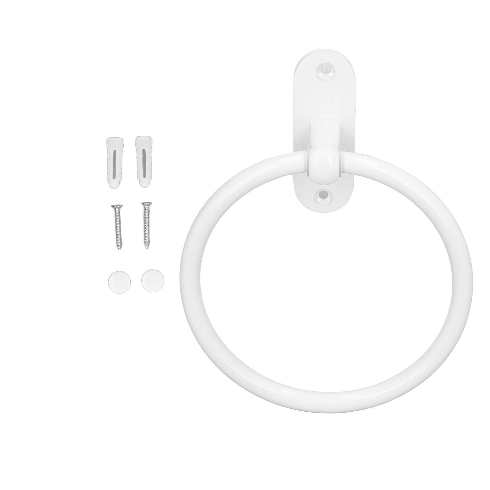 Bathroom Towel Ring Holder, Aluminium Alloy, Wall-Mounted, White