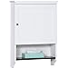 Best Choice Products 19x18in Wooden Wall Mounted Storage Cabinet w/Open Shelf, Versatile Door, White