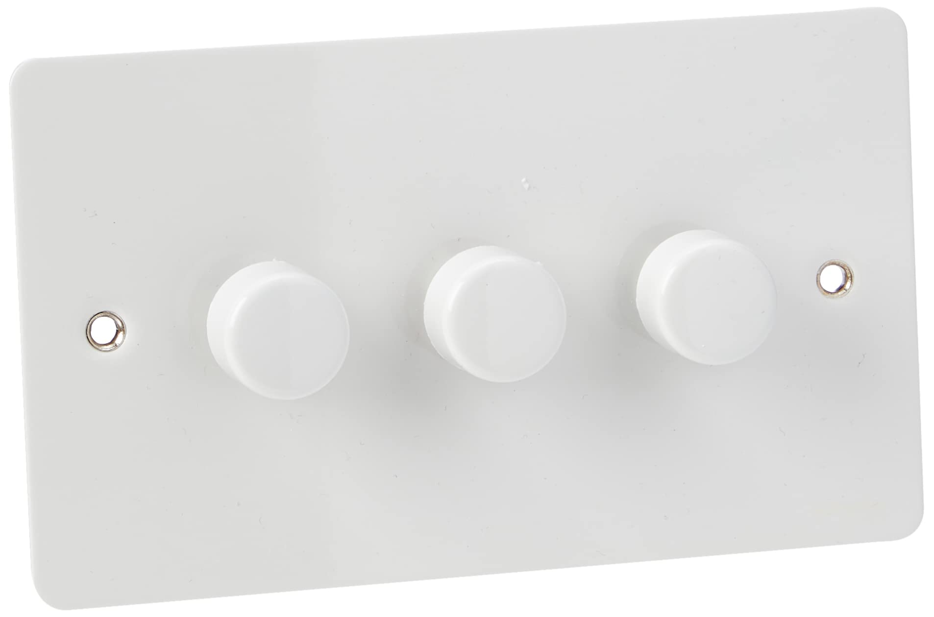Schneider Electric Ultimate Flat Plate - 3 Gang 2 Way Dimmer Light Switch, Main & Low Voltage, 250W/VA, GU6232CPW, Painted White