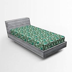 Ambesonne Tropical Fitted Sheet, Exotic Flora and