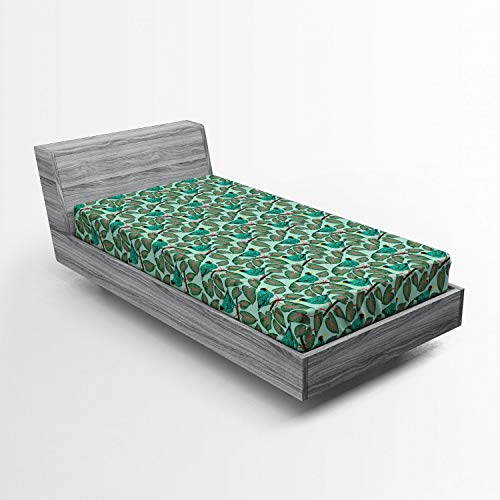 Ambesonne Tropical Fitted Sheet, Exotic Flora and