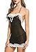 Sweetnight Women's Sexy Lace Floral Lingerie Chemise Halter Backless Mesh Babydoll Mini Dress with G-String Sleep