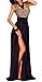 ABERRY Women Gold Sexy Lace Overlay Slit Maxi Evening Party Prom Dress Gown
