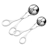 Naturespace Meat Baller Tongs, Stainless Steel Meatball Scoop Maker-Kitchen Sphere Mold Tool For Meatballs/Ice Cream/Cake Decoration (Set Of 2)
