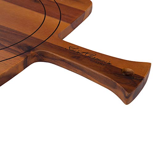 Premium Acacia Wood Pizza Peel with Sturdy Handle - A Deluxe Pizza Board by Saint Germain Bakery