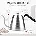 Brewello Gooseneck Kettle - Pour-Over Coffee Kettle with Built-in Thermometer and Triple-Layer Base (40-Ounce/1.2Liter) Stainless Steel Kettle for Baristas and Home Coffee Brewing Enthusiasts