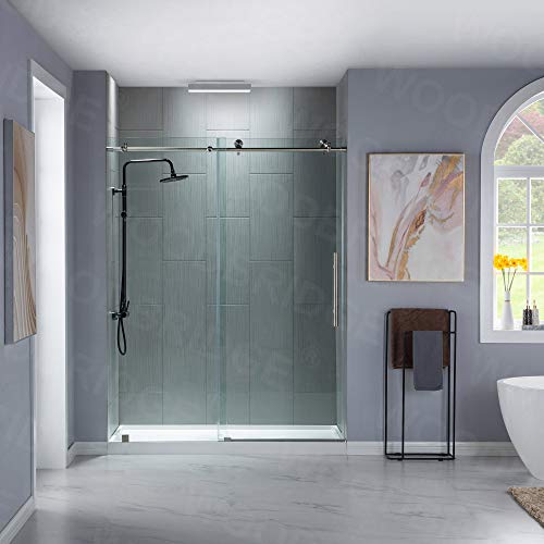 WoodBridge Framelss 3/8" Sliding Shower Door Brushed Nickel Finish