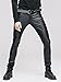 Devil Fashion Men's Stretch Tight PU Leather Pants Gothic Black Slim Trousers Chaparajos (L)