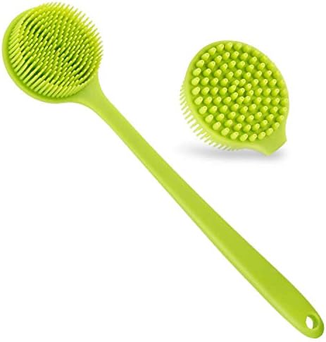 Silicone Bath Body Brush with Long Handle Cexpress Silicone Shower Scrubber for Back Body Sensitive skin with Ultra-Soft Bristles Green
