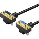 Aoikknuw 16.4ft DB9 9Pin RS232 Serial Extension Cable, Male to Female 90 Degree Right Angle COM Port Gold Plated Connector for PC, Printer, Industrial Equipment 5 Meters