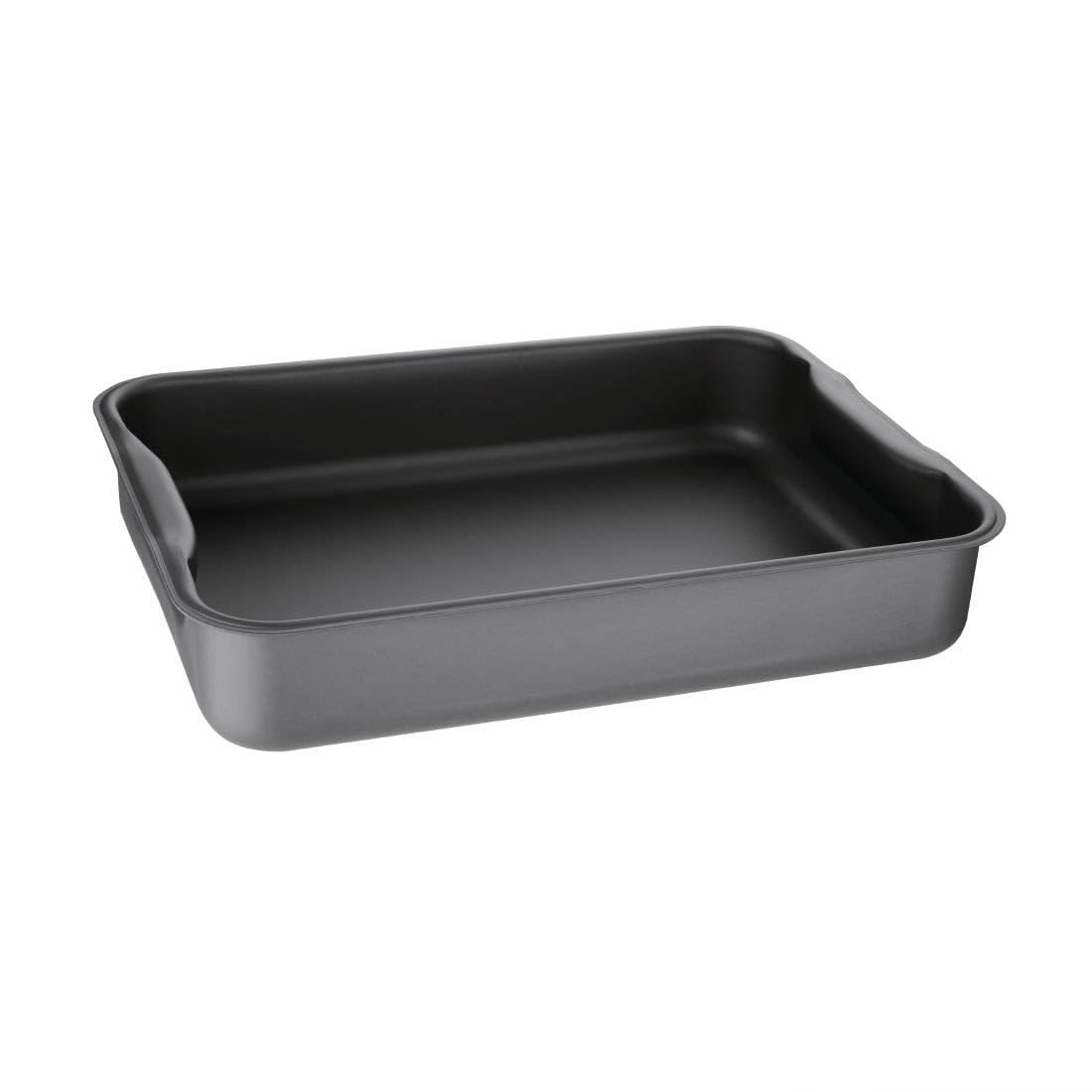 Vogue C058 Anodised Aluminium Roasting Dish 370X265X70mm Baking Oven Tray, Black