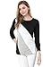 Allegra K Women's Color Block Round Neck Shirt Top S Black White