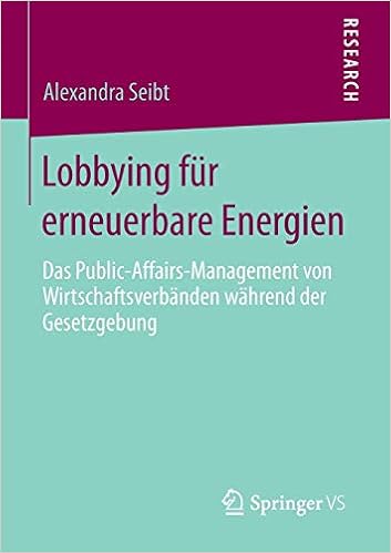 Lobbying Fur Erneuerbare Energien Das Public Affairs Management Von Wirtschaftsverbanden Wahrend Der Gesetzgebung Amazon De Seibt Alexandra Bucher