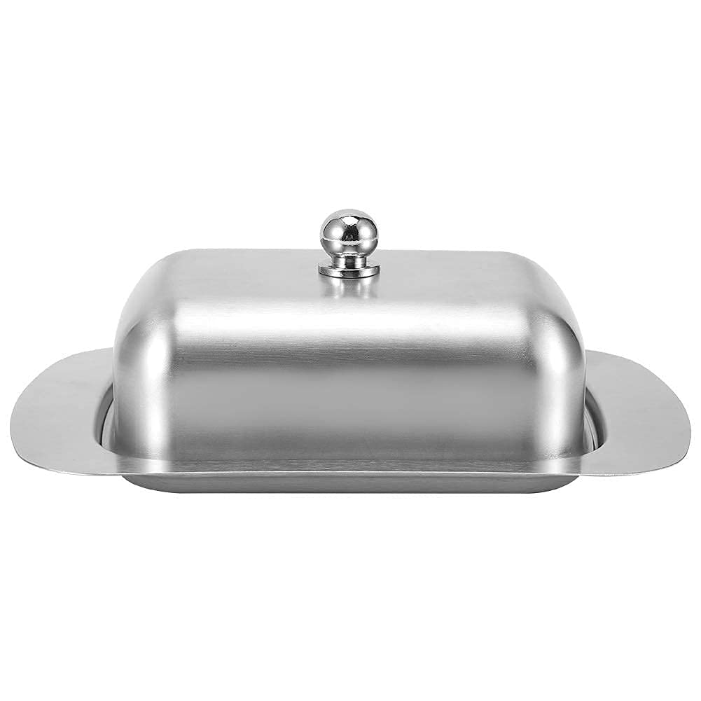 Home Butter Dish,Butter Dish with Lid,Butter Keeper Stainless Steel Fridge Butter Container 7.3 x 4.8 x 2.8 inch Insulated Butter Holder Airtight Cheese Dish Butter Plate, Dishwasher Safe