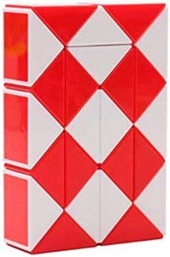 xianhuzhenzhen Snake Speed Cube, Puzzle Fidget Cube Toy Twisty Puzzle Twist Magic Ruler Cube Gifts(None Red and white)