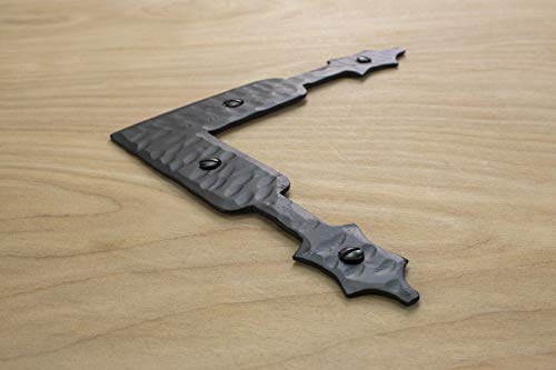 5.5" Spear L Corner Bracket Brace For Barns Doors or Furniture Rustic Hammered Iron Black Finish Hand Crafted Borderland Rustic Hardware