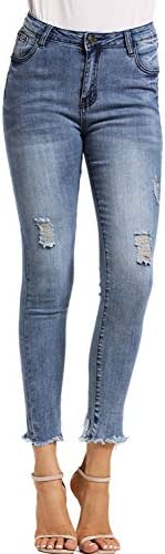 Womens Ripped Skinny Jeans High Waisted Slim Fit Distressed Denim Stretch Jeans