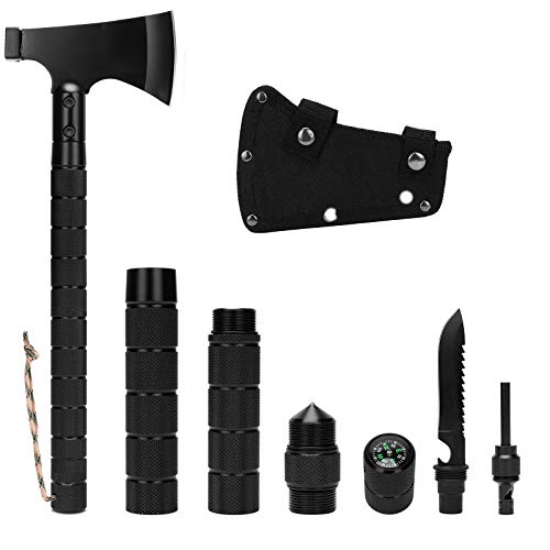 COCD Folding Camping Axe Survival Tomahawk Portable Multi-Tool  Kit Tactical Hatchet with Sheath for Outdoor Hiking Hunting Field