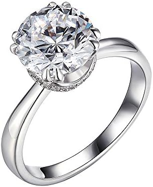 3.12Ct 14k White Gold Enhanced Diamond(VS) Collor Engagement Ring for Women Wedding Anniversary (D Color, VVS1 Clarity) - All Sizes Available, Size - 7.5