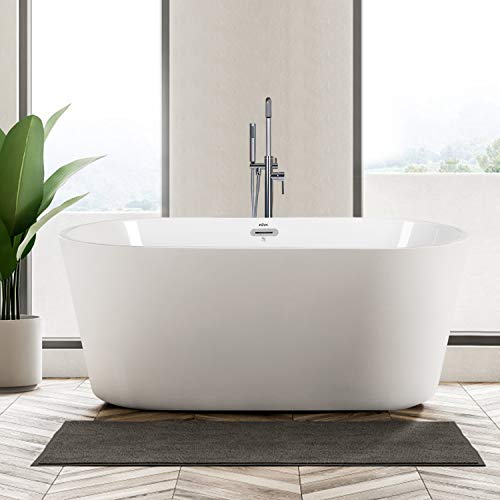 FerdY 55" Freestanding Bathtub Small Classic Oval Shape Acrylic Soaking Bathtub, Modern White, cUPC Certified, Drain & Overflow Assembly Included FerdY 55" Freestanding Bathtub Small Classic Oval Shape Acrylic Soaking Bathtub, Modern White, cUPC Certified, Drain & Overflow Assembly Included