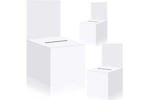 zzhxkjhky 3 Pcs Raffle Boxes Ballot Box for Fundraising, 6 x 6 x 6 Inch Cardboard Box with Slot for Ticket and Removable Header Donation Boxes for Collecting Business Card Voting Contest(White)