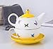 Jusalpha English Porcelain Tea for One Set- Butterfly Garden Teapot-Tea cup-Saucer Set, Tea Serving Gift Set #06