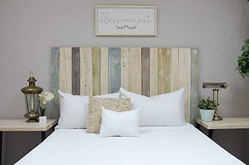 Farmhouse Mix Headboard Queen Size, Hanger Style, Handcrafted. Mounts on Wall. Easy Installation