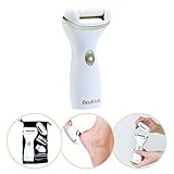 Electric Pedicure Foot File Callus Remover Tool for Dry Cracked Feet and Heels - Convenient Portable Pedicure Kit Battery Operated Foot Care Set - Easy to Clean and Safe to Use - Unique Foot File Shaver By Bodi Sole - White