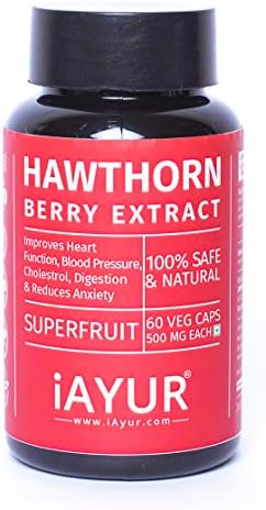iAYUR Hawthorn Berry Extract 500 Mg 60 Veg Capsules | Scientifically Tested 100% Potent, Natural, Pure, Safe & Authentic - Cholesterol Control - Keep Your Heart Naturally Healthy