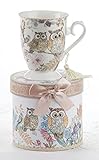 Porcelain Tea / Coffee Mug in Matching Decoraive Box, Owls