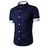 PHOTNO Fashion Men Boy Summer Slim Fit Short Sleeve Dress Shirt Casual Cotton T Shirt (M, White)