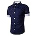 PHOTNO Fashion Men Boy Summer Slim Fit Short Sleeve Dress Shirt Casual Cotton T Shirt