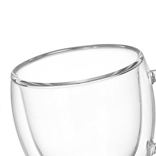 Marooma Glas-Kaffeetassen, 150 ml, doppelwandig, isoliert, Thermoglas, hitzebeständige Borosilikatgläser, Becher mit Griff für Kaffee, Tee, Espresso, Bier, 4 Stück – Bild 5