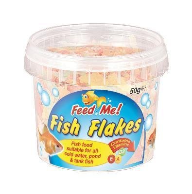 Bulk Buy-FEED ME! FISH FLAKES- 50g x 4 tubs Suitable for all cold water,pond &tank fish