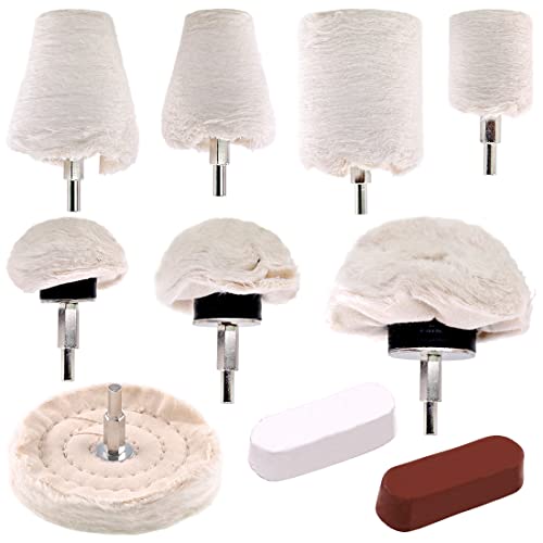 Swpeet 10Pcs Buffing Polishing Wheels with Polishing Compounds Kit