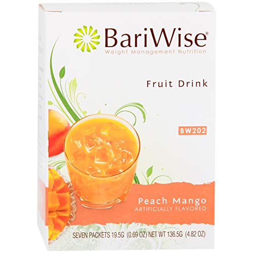 BariWise High Protein Powder Fruit Drink (15g Protein) / Low-Carb Diet Drinks - Peach & Mango (7 Servings/Box) - Fat Free, Low Carb, Low Calorie, Sugar Free