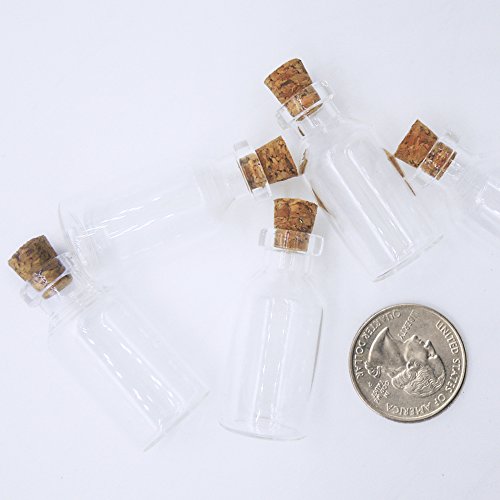 LEFVâ„¢ 5ml Small Bottles Transparent Mini Glass Jars with Cork Stoppers Top - Message Weddings Wish Jewelry Pendant Charms Kit Party Favors - Pack of 24