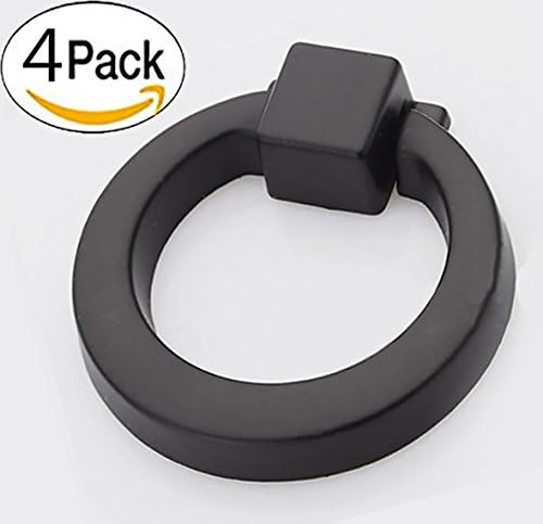 Drawer pull ring handle Cabinet Door Knobs Modern-style Kitchen Cabinet Pulls Set of 4 (black)